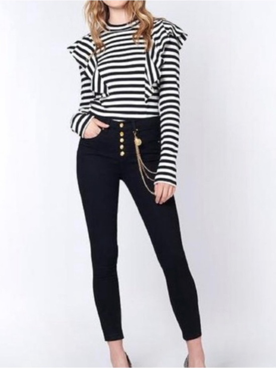 Veronica Beard Denim - Veronica Beard Debbie embellished button butterfly stretch jeans 24